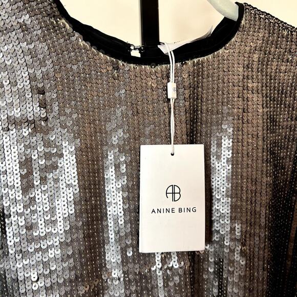 NWT Anine Bing Sequin Long Sleeve Shift Dress - Picture 4 of 7